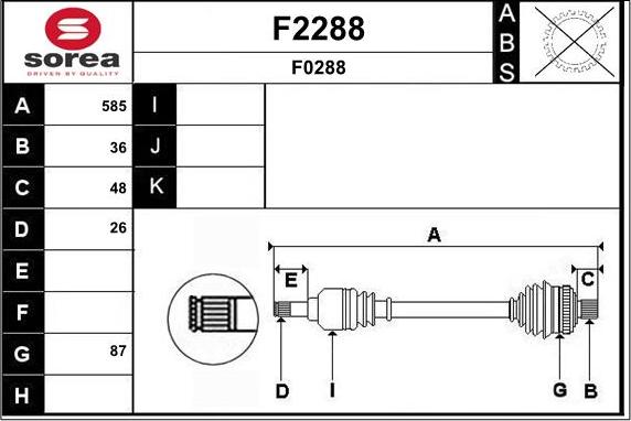 SNRA F2288 - Полуоска vvparts.bg