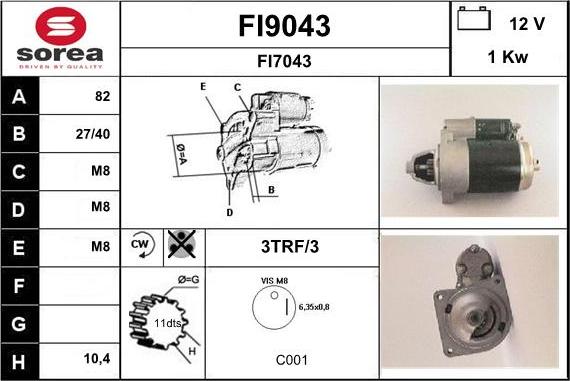 SNRA FI9043 - Стартер vvparts.bg