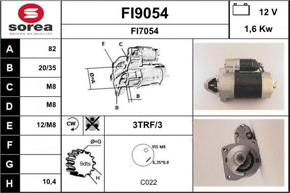 SNRA FI9054 - Стартер vvparts.bg