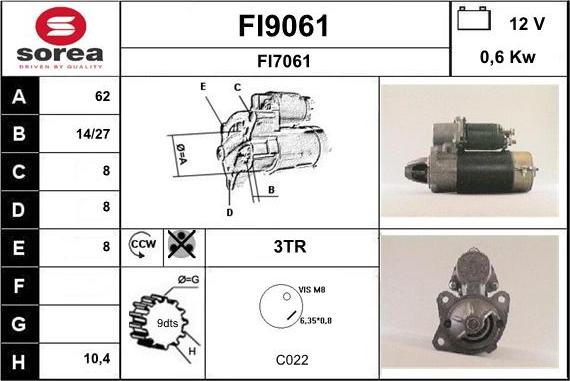 SNRA FI9061 - Стартер vvparts.bg