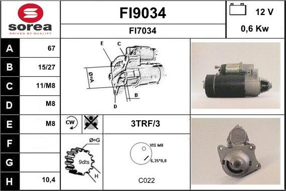 SNRA FI9034 - Стартер vvparts.bg