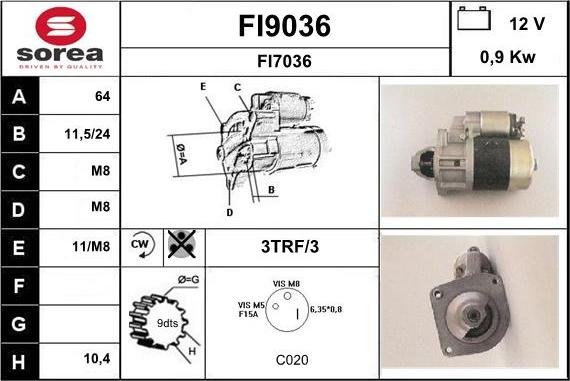 SNRA FI9036 - Стартер vvparts.bg