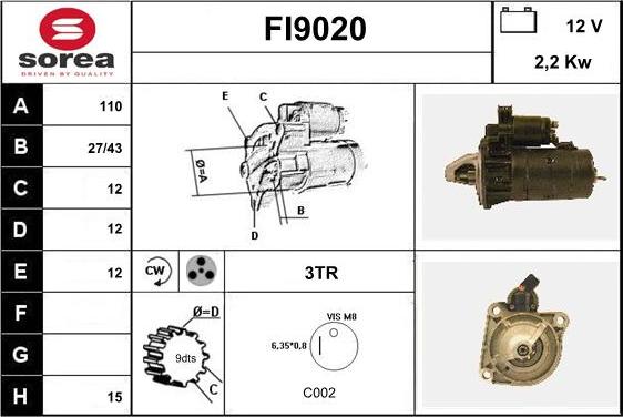 SNRA FI9020 - Стартер vvparts.bg