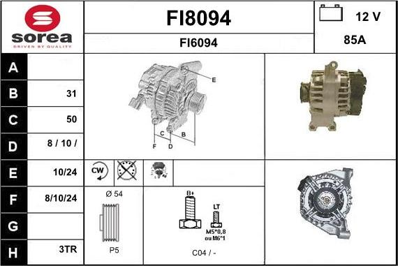 SNRA FI8094 - Генератор vvparts.bg