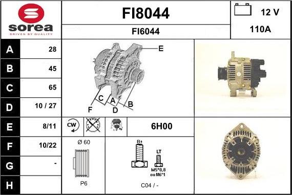 SNRA FI8044 - Генератор vvparts.bg