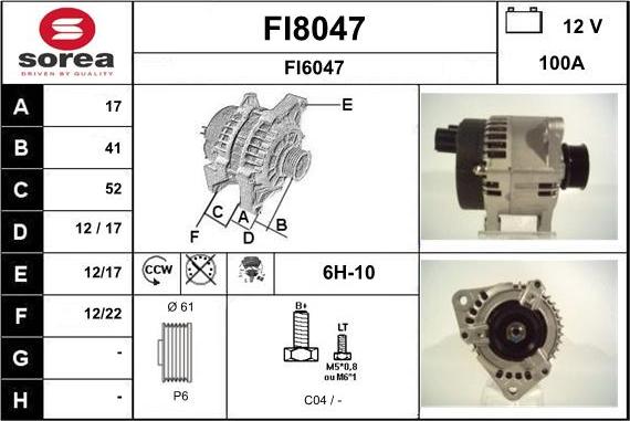 SNRA FI8047 - Генератор vvparts.bg