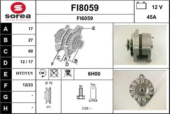 SNRA FI8059 - Генератор vvparts.bg