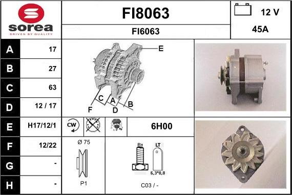 SNRA FI8063 - Генератор vvparts.bg