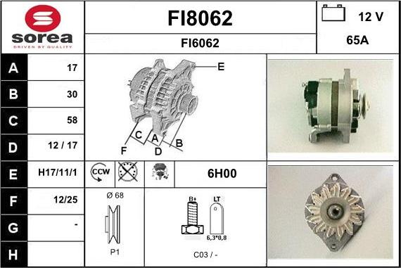 SNRA FI8062 - Генератор vvparts.bg