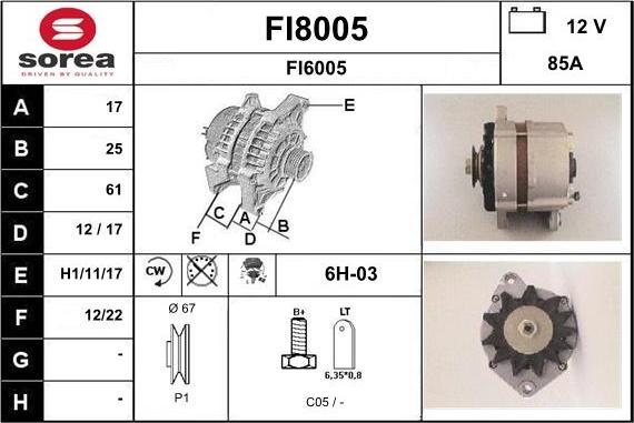 SNRA FI8005 - Генератор vvparts.bg