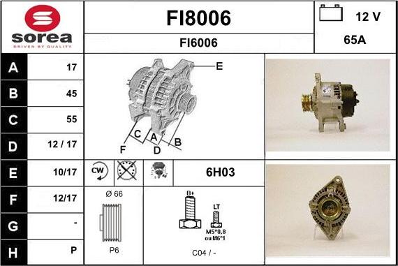 SNRA FI8006 - Генератор vvparts.bg