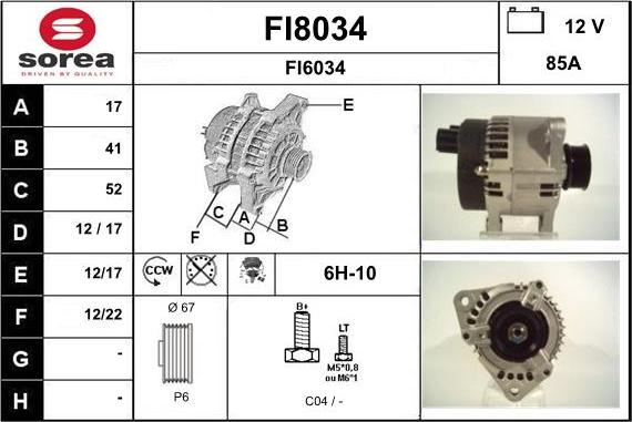 SNRA FI8034 - Генератор vvparts.bg