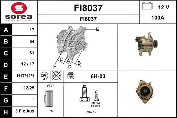 SNRA FI8037 - Генератор vvparts.bg