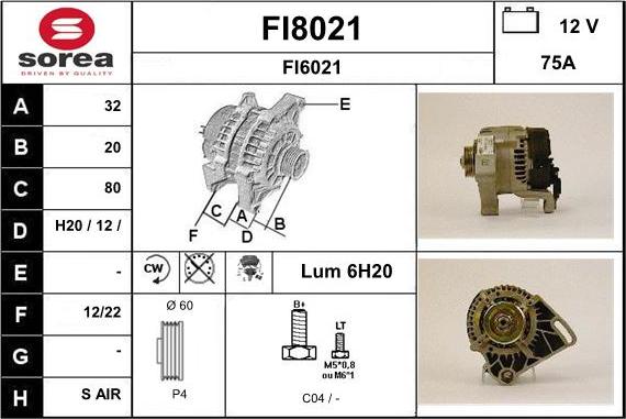 SNRA FI8021 - Генератор vvparts.bg