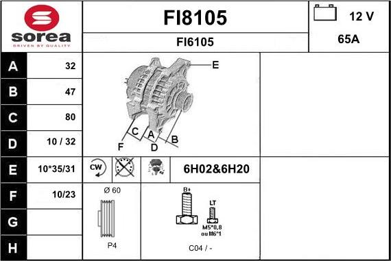 SNRA FI8105 - Генератор vvparts.bg