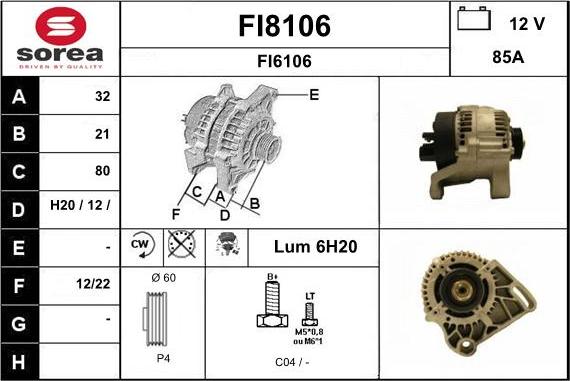 SNRA FI8106 - Генератор vvparts.bg