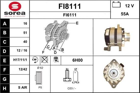 SNRA FI8111 - Генератор vvparts.bg