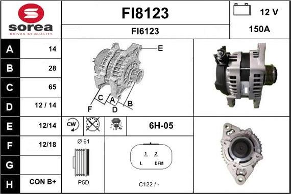 SNRA FI8123 - Генератор vvparts.bg