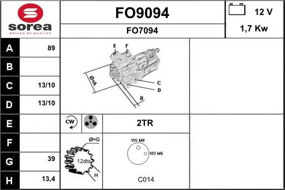 SNRA FO9094 - Стартер vvparts.bg