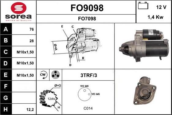 SNRA FO9098 - Стартер vvparts.bg