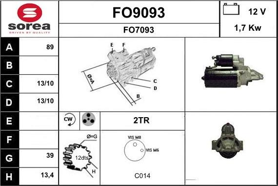 SNRA FO9093 - Стартер vvparts.bg