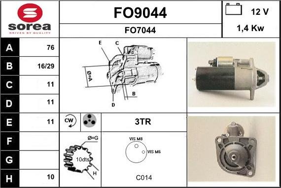 SNRA FO9044 - Стартер vvparts.bg