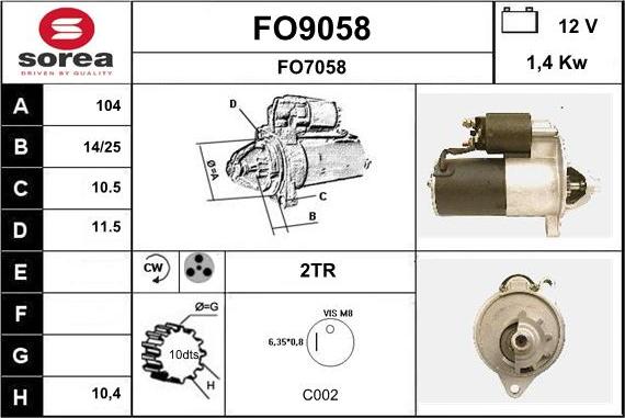 SNRA FO9058 - Стартер vvparts.bg