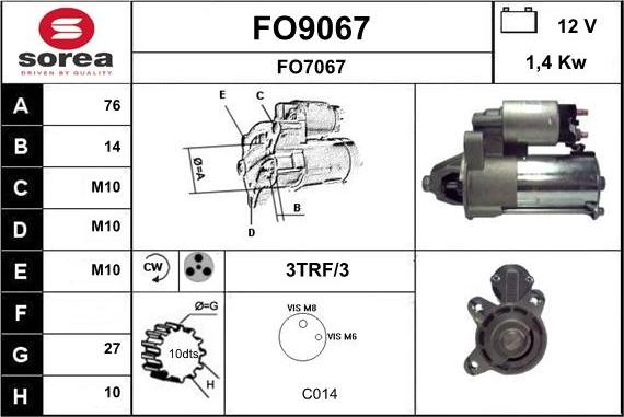 SNRA FO9067 - Стартер vvparts.bg