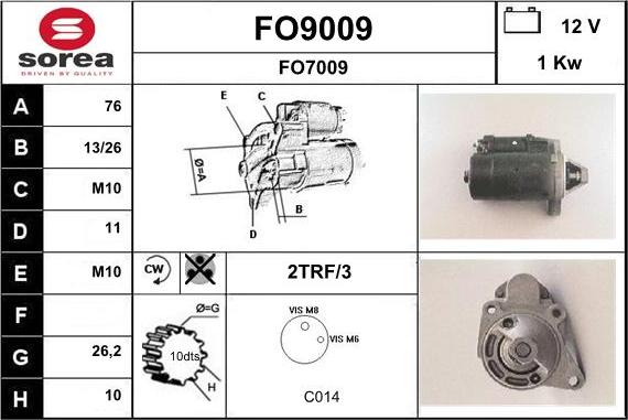 SNRA FO9009 - Стартер vvparts.bg