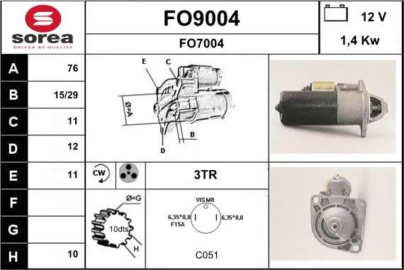 SNRA FO9004 - Стартер vvparts.bg