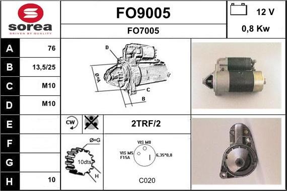 SNRA FO9005 - Стартер vvparts.bg