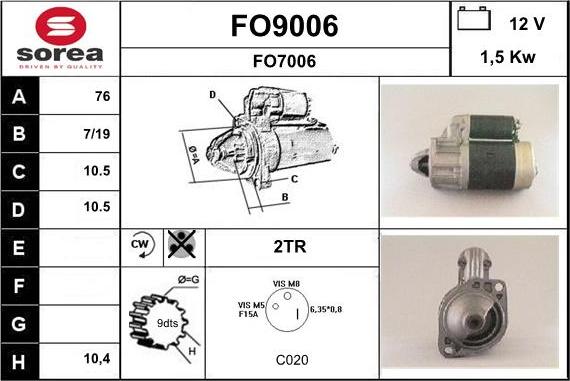 SNRA FO9006 - Стартер vvparts.bg