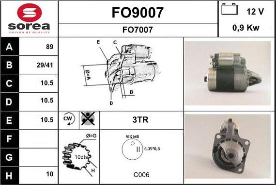 SNRA FO9007 - Стартер vvparts.bg