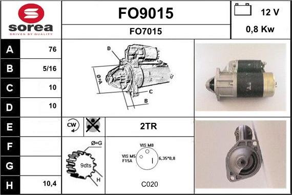 SNRA FO9015 - Стартер vvparts.bg