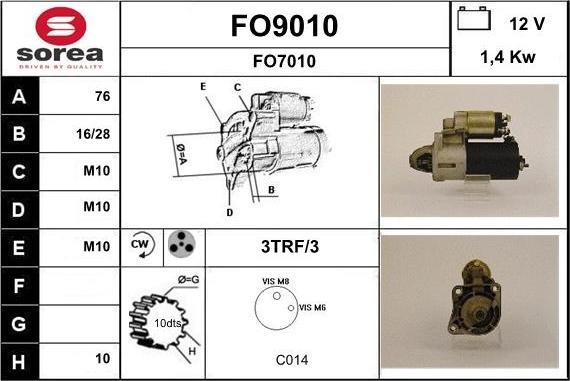 SNRA FO9010 - Стартер vvparts.bg