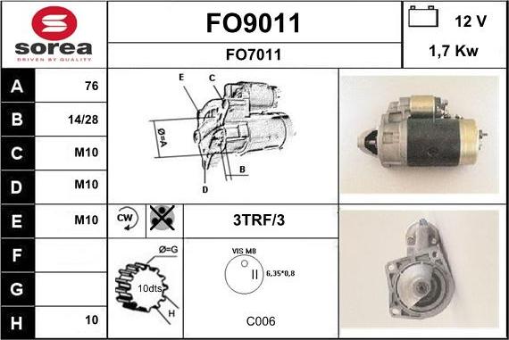 SNRA FO9011 - Стартер vvparts.bg