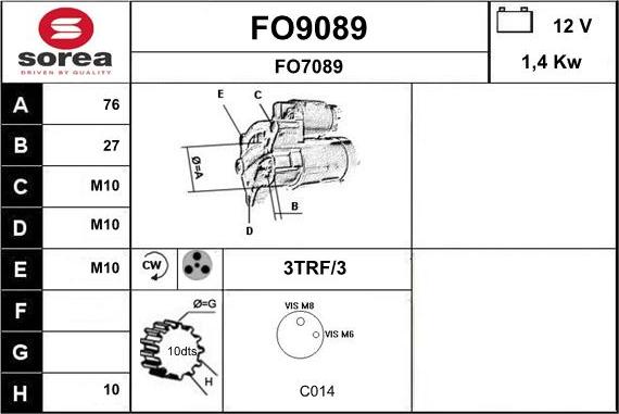 SNRA FO9089 - Стартер vvparts.bg