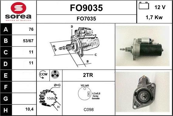 SNRA FO9035 - Стартер vvparts.bg