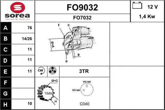 SNRA FO9032 - Стартер vvparts.bg