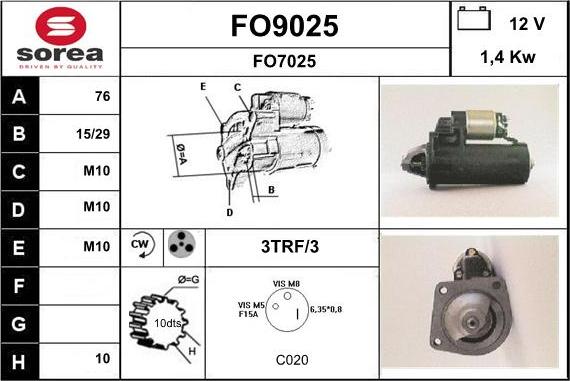 SNRA FO9025 - Стартер vvparts.bg