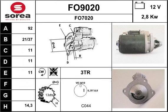 SNRA FO9020 - Стартер vvparts.bg