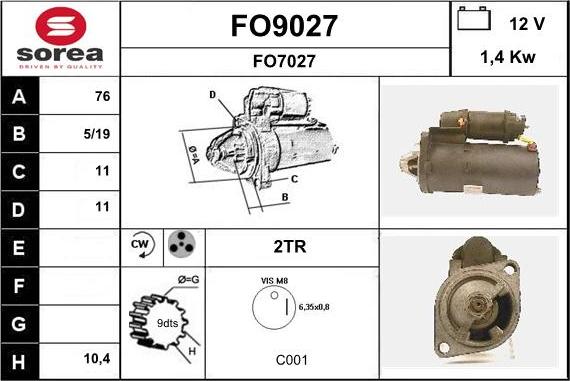 SNRA FO9027 - Стартер vvparts.bg