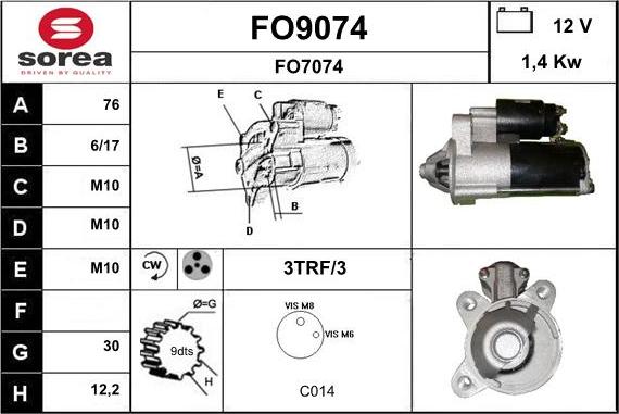 SNRA FO9074 - Стартер vvparts.bg