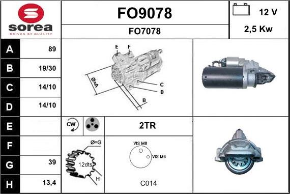 SNRA FO9078 - Стартер vvparts.bg