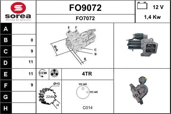 SNRA FO9072 - Стартер vvparts.bg