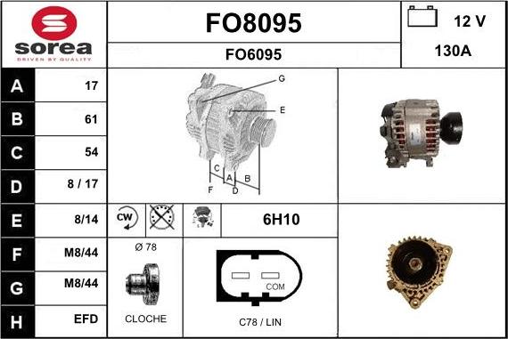 SNRA FO8095 - Генератор vvparts.bg