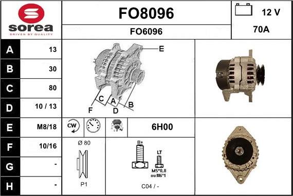 SNRA FO8096 - Генератор vvparts.bg