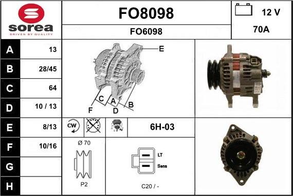 SNRA FO8098 - Генератор vvparts.bg