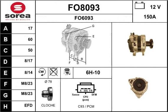 SNRA FO8093 - Генератор vvparts.bg