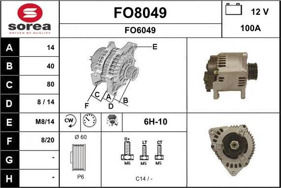 SNRA FO8049 - Генератор vvparts.bg